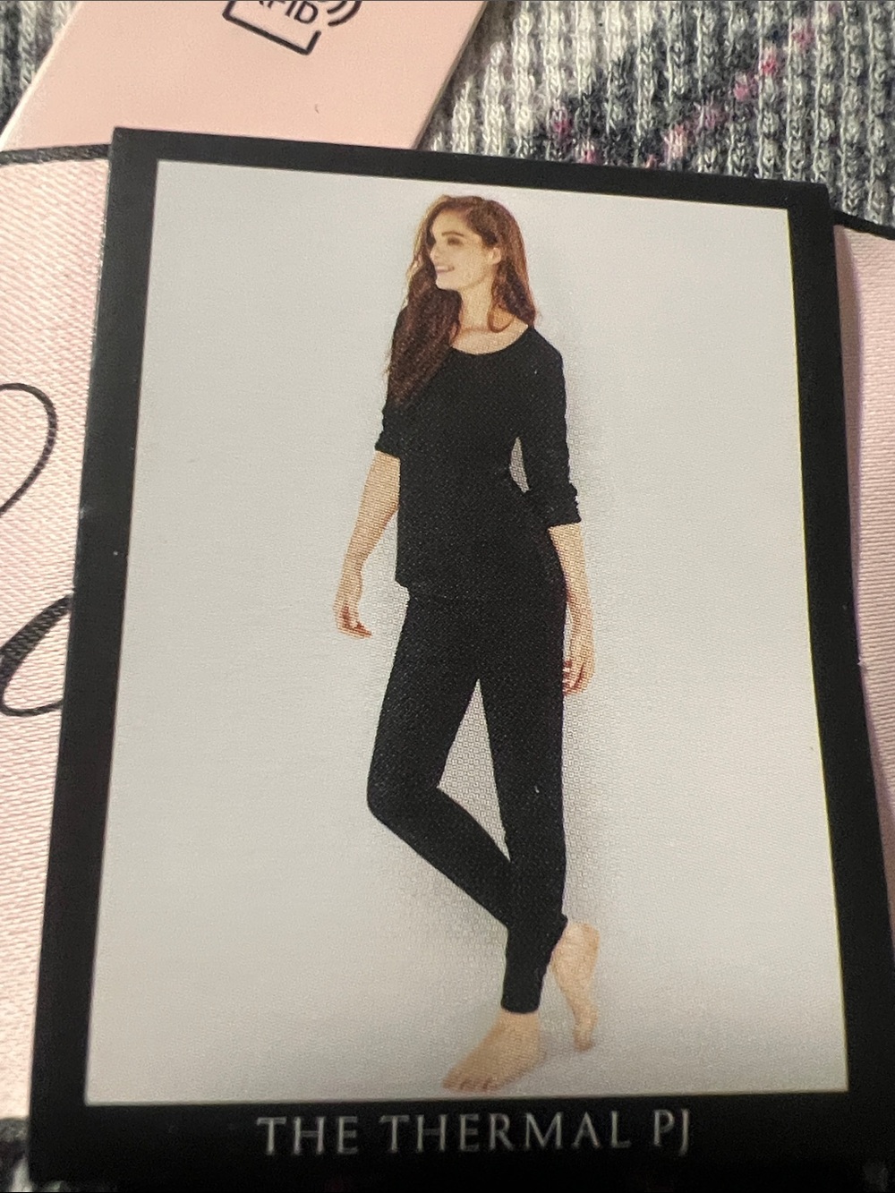 Thermal PJ Women’s Long Sleeve & Pant Set — Black with Pink, White.